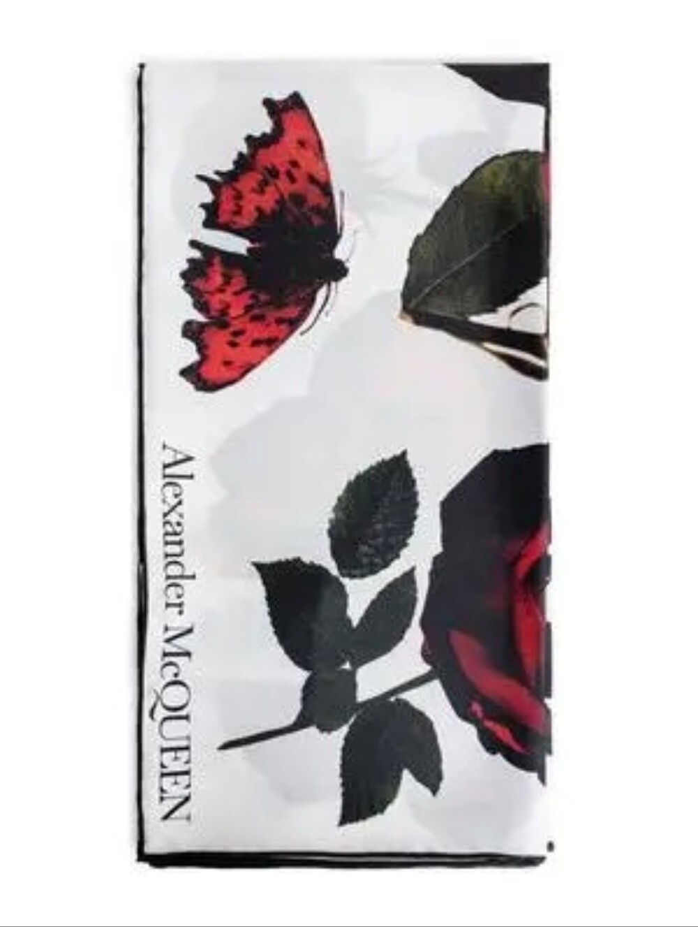 Alexander McQueen Butterfly & Rose PrintShawl 100% Cashmere 一188x134 Cm - Picture 4 of 4